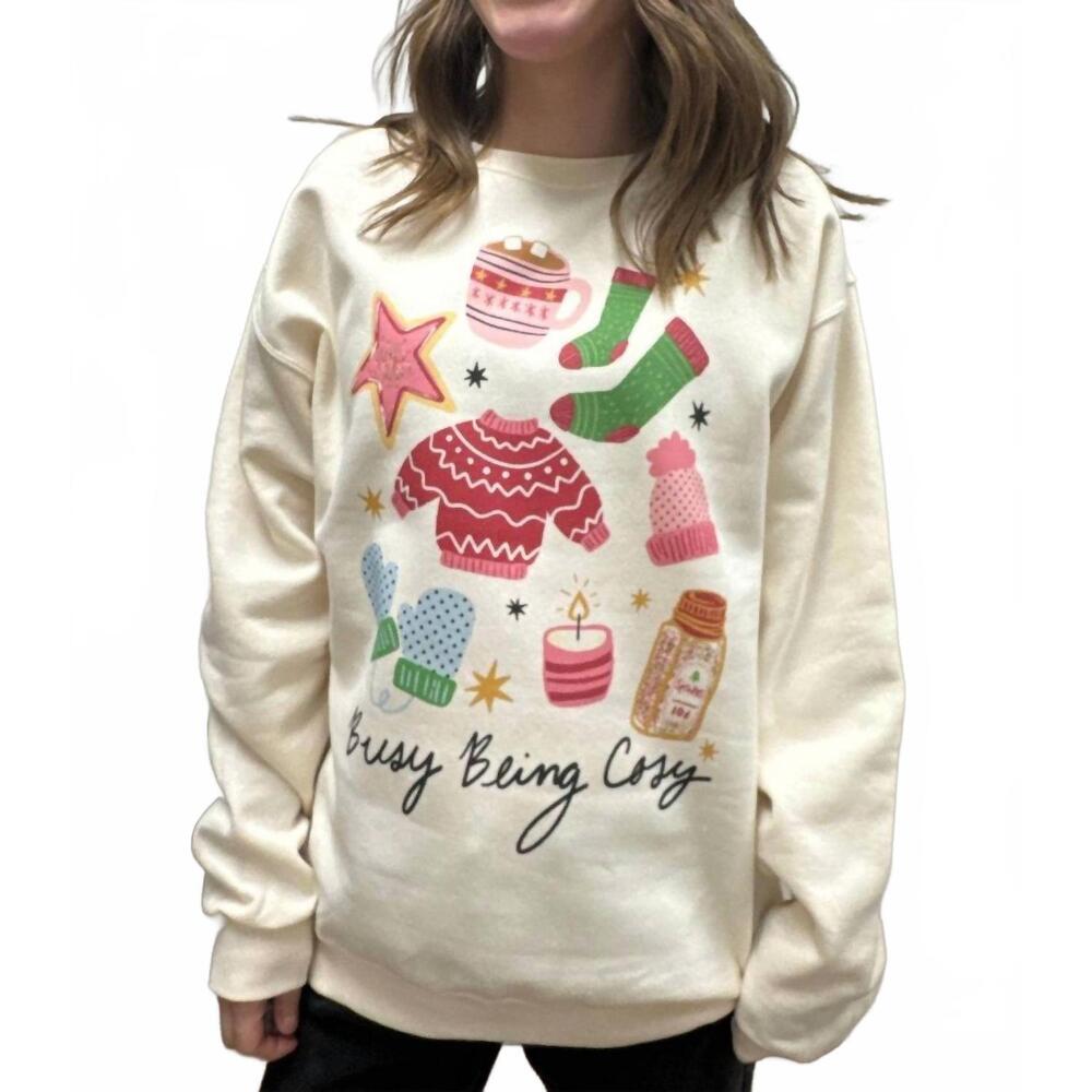 NEW POPPY & PINE busy being cozy sweatshirt in cream